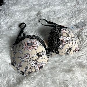 Sophie b New with Tag Beige Floral Push Up Bra 34C